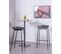 Tabouret Design Industriel  - Daxer, Noir, H.83cm, L.45cm, P.45cm