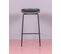 Tabouret Design Industriel  - Daxer, Noir, H.83cm, L.45cm, P.45cm