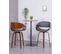 Tabouret Scandinave En Noyer Avec Coussin En Similicuir  - Burrow, Noir, H.99cm, L.57cm, P.50cm