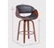 Tabouret Scandinave En Noyer Avec Coussin En Similicuir  - Burrow, Noir, H.99cm, L.57cm, P.50cm