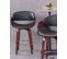 Tabouret Scandinave En Noyer Avec Coussin En Similicuir  - Burrow, Noir, H.99cm, L.57cm, P.50cm