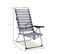 Chaise De Plage Lit Pliable Solenny 4 Positions Bleu Et Blanc Avec Accoudoirs 91x63x105 Cm