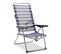 Chaise De Plage Lit Pliable Solenny 4 Positions Bleu Et Blanc Avec Accoudoirs 91x63x105 Cm