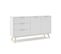 Buffet 2 Portes, 3 Tiroirs Blanc Et Pin Massif - L140 Cm