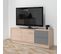 Meuble TV Panama 2 Tiroirs, 2 Portes, Couleur Bois Et Gris, 136 Cm (larg) 40 Cm (prof.) 51 Cm (haut)