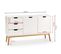 Buffet Baku 3 Tiroir Y 2 Porte Blanc, Pin Massif, Longueur 140 Cm