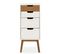 Chiffonnier Nuit Baku 4 Tiroirs Blanc/bois, 40 Cm Longueur