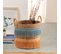 Set De 2 Paniers Indie Fibre Naturelle, Bleu/orange