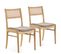 Pack De 2 Chaises Vilma Couleur Chêne, Bois Massif Et Rotin Naturel