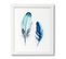 Blue Feather - Peinture Décorative 30 X 25 Cadre Noir