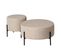 Rohan - Grand Pouf Rond Beige Avec Pieds En Métal Noir