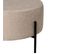 Rohan - Grand Pouf Rond Beige Avec Pieds En Métal Noir