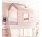 Lit Superposé Petite Maison Escalier Gauche Aggloméré Rose 90/100x200cm