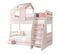 Lit Superposé Petite Maison Escalier Droit Aggloméré Rose 90/100x200cm