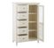 Buffet Haut Blanc 5 Tiroirs 1 Porte En Bois Massif Barney