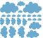 Sticker Cloud - Nuages ​​- Mur - Bleu En Vinyle, 35 X 0,15 X 20 Cm