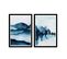 Lot De 2 Tableaux Encadrée En Noir Pictor L74xh51cm Motif Montagnes En Aquarelle, Nuance De Bleu