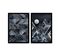 Lot De 2 Tableaux Encadrée En Noir Pictor L74xh51cm Motif Géométrique Abstrait Nuances De Bleu Et Or