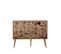 Buffet 3 Portes Soho 120x90cm Motif Oiseau Et Fleurs Bois Naturel Et Marron