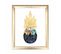 Tableau Décoratif Pinata 23.5 X 28.5 Cm Bois Motif Ananas Graphique Bleu Et Or