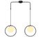 Suspension 2 Lampes Globes Cerclés Haut Bioxy Verre Blanc Et Métal Noir