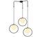 Suspension 3 Lampes Globes Cerclés Haut Saccade Bioxy Verre Blanc Et Métal Noir