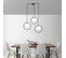 Suspension 3 Lampes Globes Cerclés Haut Saccade Bioxy Verre Blanc Et Métal Noir