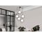 Suspension 5 Lampes Globes Cerclés Haut Saccade Bioxy Verre Blanc Et Métal Noir