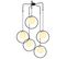 Suspension 5 Lampes Globes Cerclés Haut Saccade Bioxy Verre Blanc Et Métal Noir