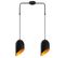 Suspension 2 Lampes Coupe Oblique Alignées Quisky 52cm Métal Noir Et Or