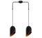 Suspension 2 Lampes Coupe Oblique Alignées Quisky 52cm Métal Noir Et Or