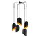 Suspension 5 Lampes Coupe Oblique Saccade Quisky D50cm Métal Noir Et Or