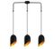 Suspension 3 Lampes Coupe Oblique Alignées Quisky 76cm Métal Noir Et Or