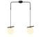 Suspension 2 Lampes à Barrettes Iko 64cm Verre Blanc Et Métal Noir