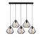 Suspension Filaire 5 Lampes Diamants Alignés En M Vivian 93cm Métal Noir