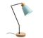 Lampe à Poser à Bascule Sousa H52cm Bois Clair Et Métal Noir Et Bleu Clair