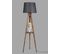 Lampadaire Trépied Lunctura 160cm Bois Marron Et Tissu Noir