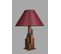 Lampe à Poser Style Vintage Moderne Tatri Abat Jour Conique Tissu Rouge Avec Support