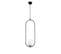 Suspension Ovale 1 Lampe Chargey Verre Blanc Et Métal Noir