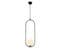 Suspension Ovale 1 Lampe Chargey Verre Blanc Et Métal Noir