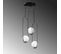 Suspension Ovale 3 Lampes Escalier Chargey Verre Blanc Et Métal Noir
