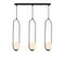 Suspension Ovale 3 Lampes Alignées Chargey Verre Blanc Et Métal Noir