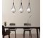 Suspension / Plafonner Boucle 3 Lampes Alignées Zenon Verre Blanc Et Métal Noir