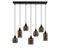 Suspension 7 Lampe Boules et Tubes Alignés Saccade Mervin 85cm Métal Noir Et Verre Fumé