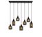 Suspension 7 Lampe Boules et Tubes Alignés Saccade Mervin 85cm Métal Noir Et Verre Fumé