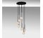 Suspension 7 Lampes Tube Courte Escalier Jona Métal Argent