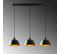 Suspension 3 Lampes Alignées Epille 95cm Métal Noir Et Or