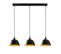 Suspension 3 Lampes Alignées Epille 95cm Métal Noir Et Or