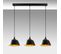 Suspension 3 Lampes Alignées Epille 95cm Métal Noir Et Or