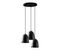 Suspension 3 Lampes Cloches Saccade Gakuli D20cm Métal Martelées Noir